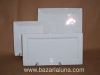 Platos cuadrados y fuentes rectangulares cerámica blanca